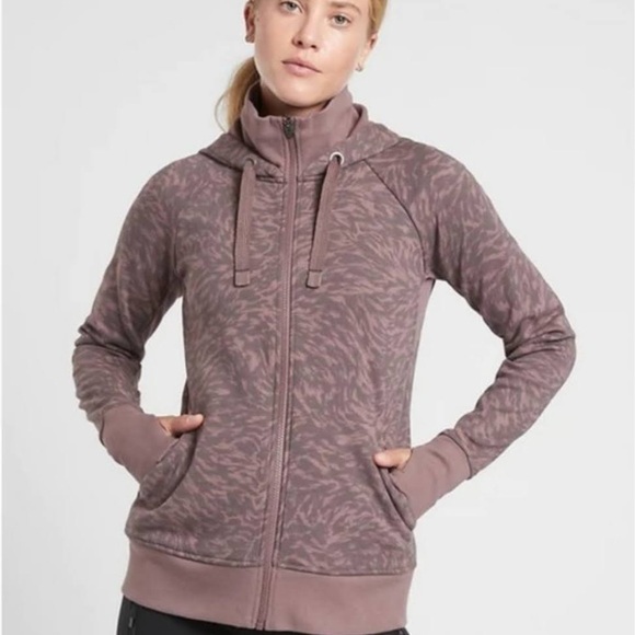ATHLETA Triumph Printed Hoodie Smoked Almond Brown Purple {NN43} - Picture 1 of 12